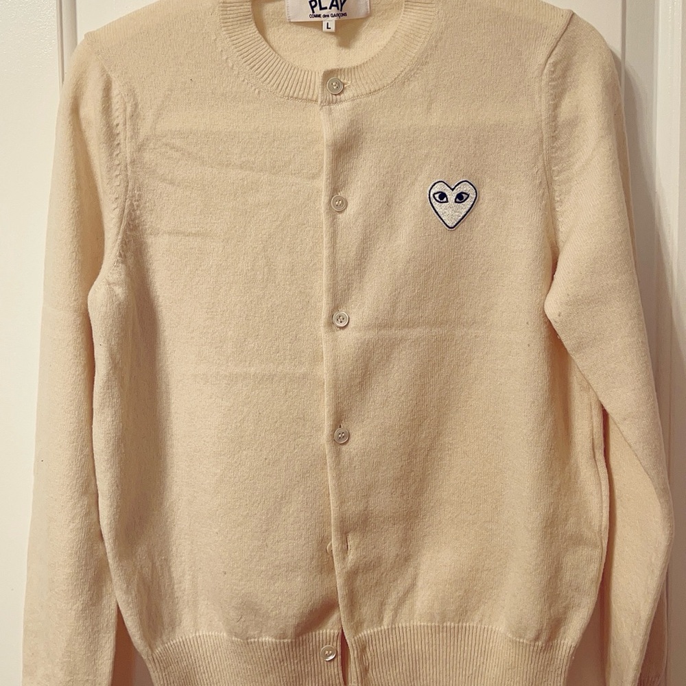 Like new COMME des Garcons HEART white/cream Cardigan Sweater women’s size L